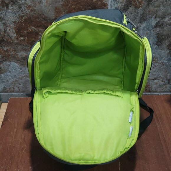 BB Gear Diaper Backpack Bag Gray Lime Green Zipper Accents - Picture 5 of 16